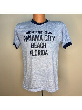 Vintage 1970s Whereinthehellis Panama City Beach Florida T-Shirt, Allison S/M